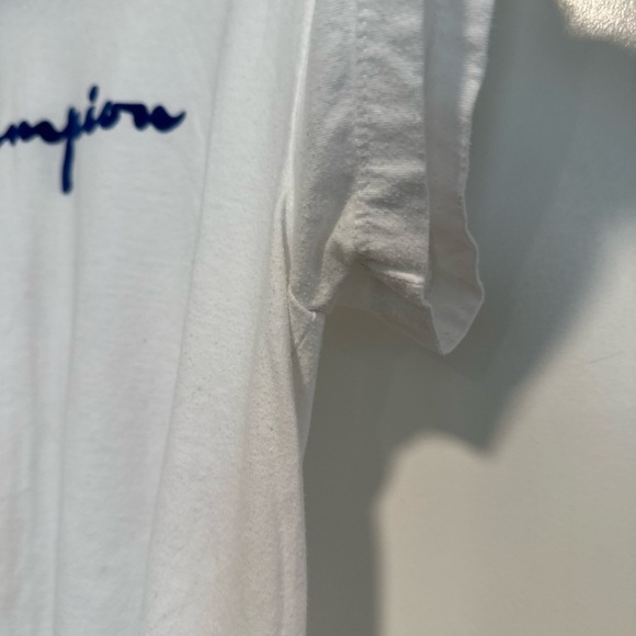Champion 90s Mens XL White Felt Logo Applique Short Sleeve Casual Grunge. - Picture 9 of 13
